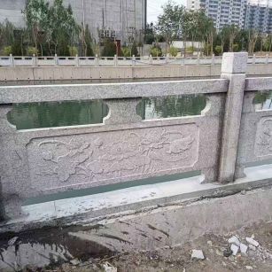 营口 芙蓉白大花桥梁、河道，石材栏杆、围栏、护栏