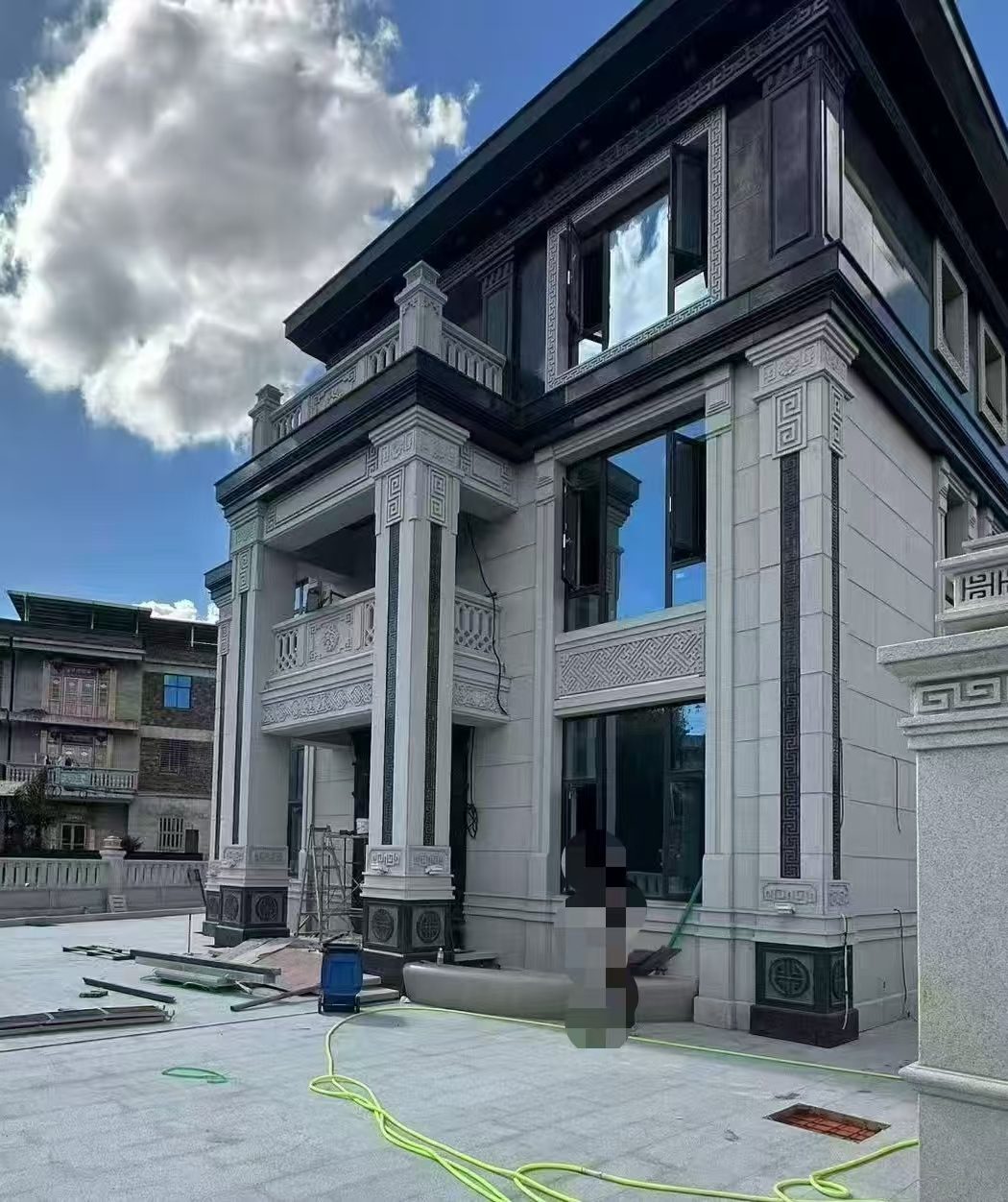 营口 别墅干挂，芝麻白与芝麻黑完美配合