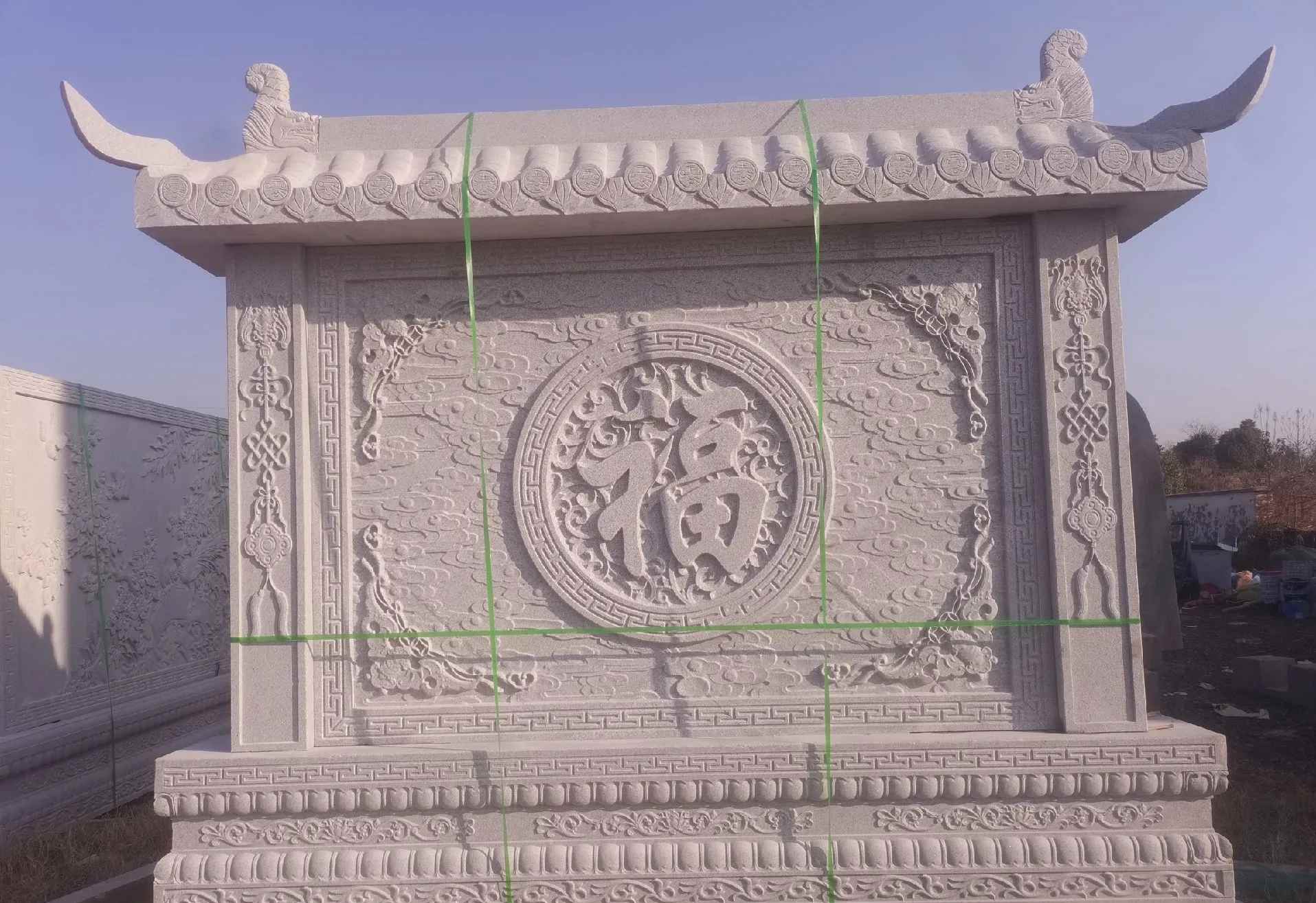 营口 芝麻白花岗岩屏风，照壁，影壁